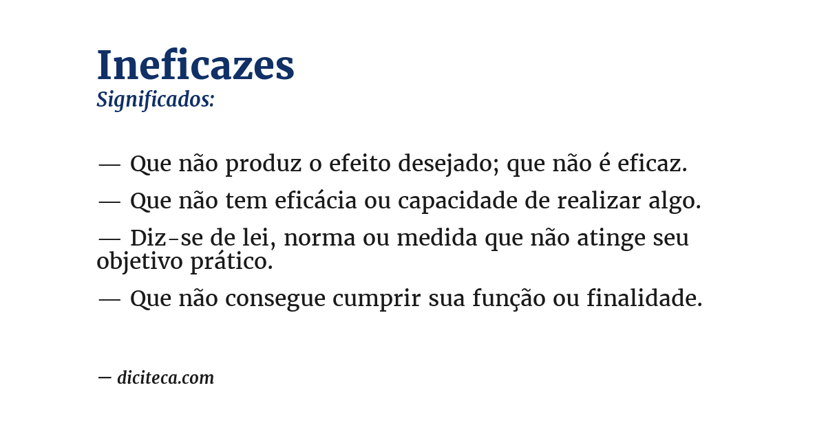 Significado de ineficazes