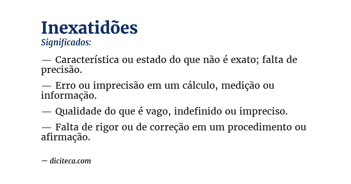 Significado de inexatidões