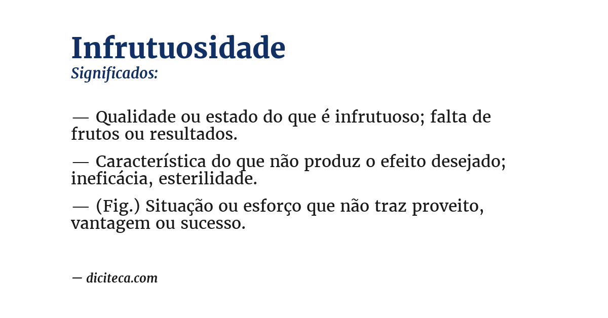 Significado de infrutuosidade