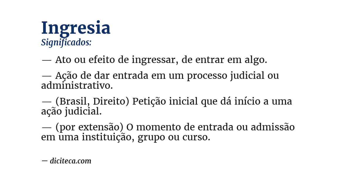 Significado de ingresia