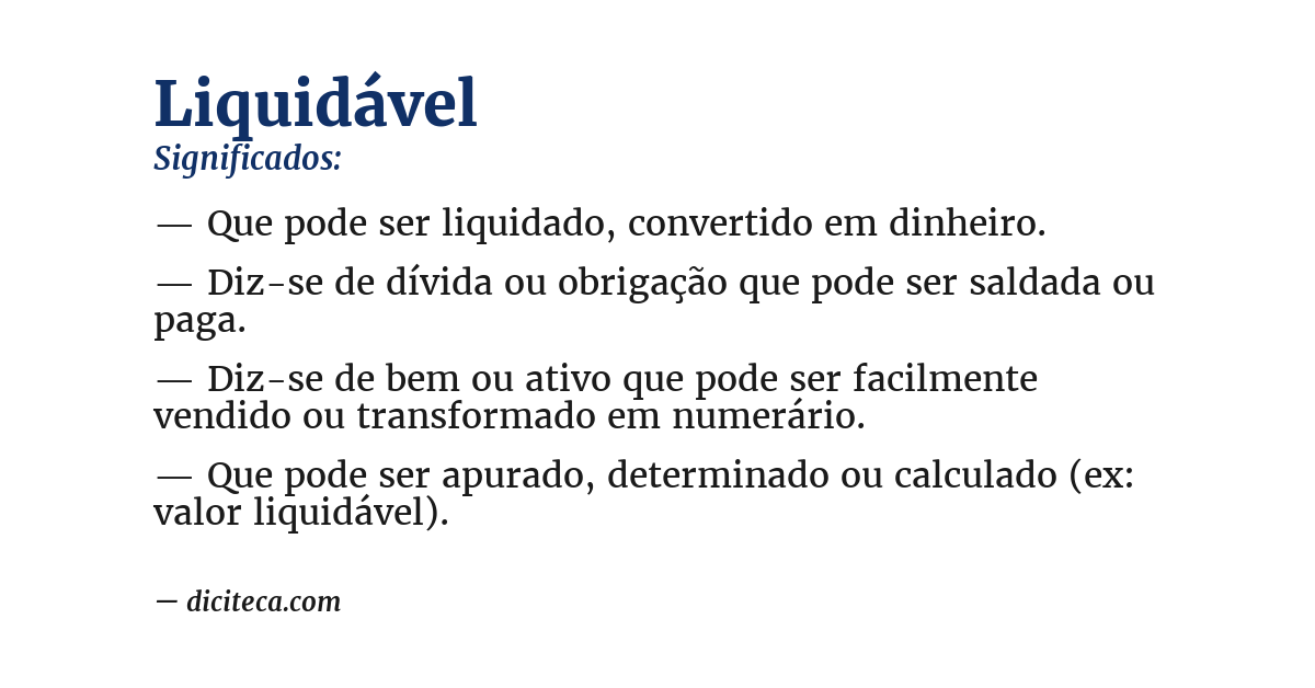Significado de liquidável