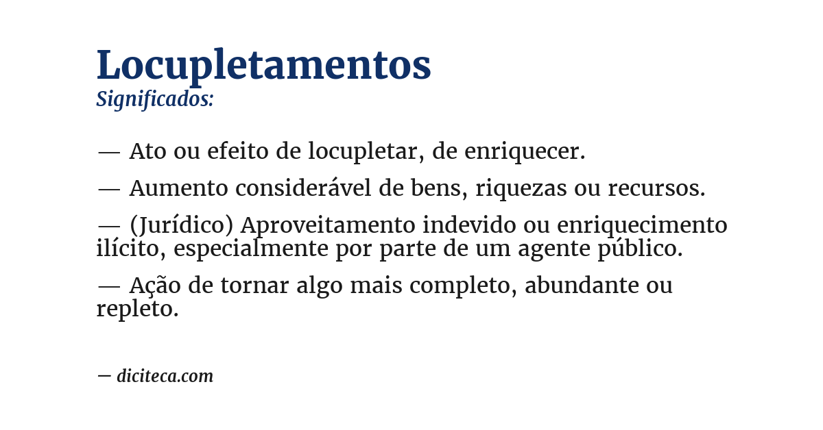 Significado de locupletamentos