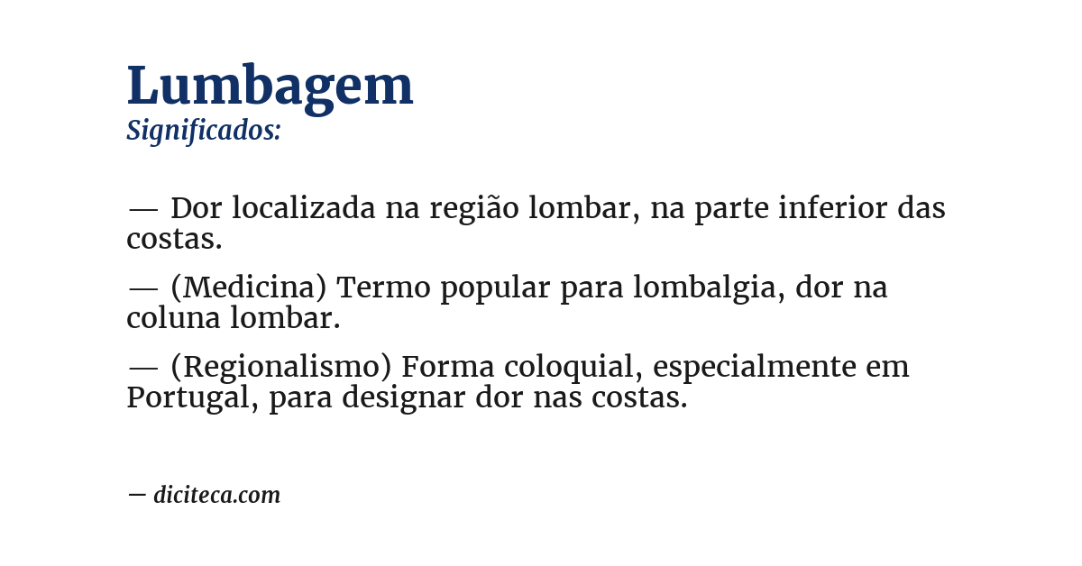 Significado de lumbagem