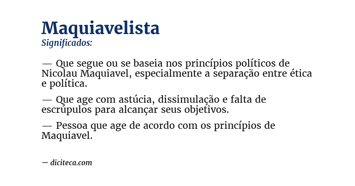 Significado de maquiavelista