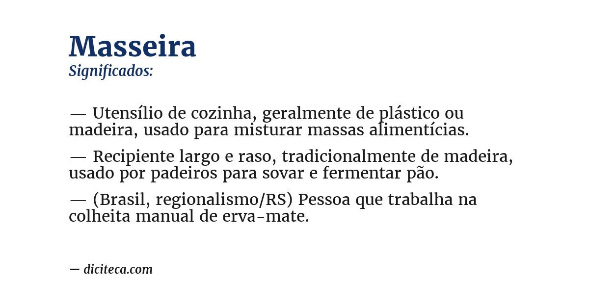 Significado de masseira