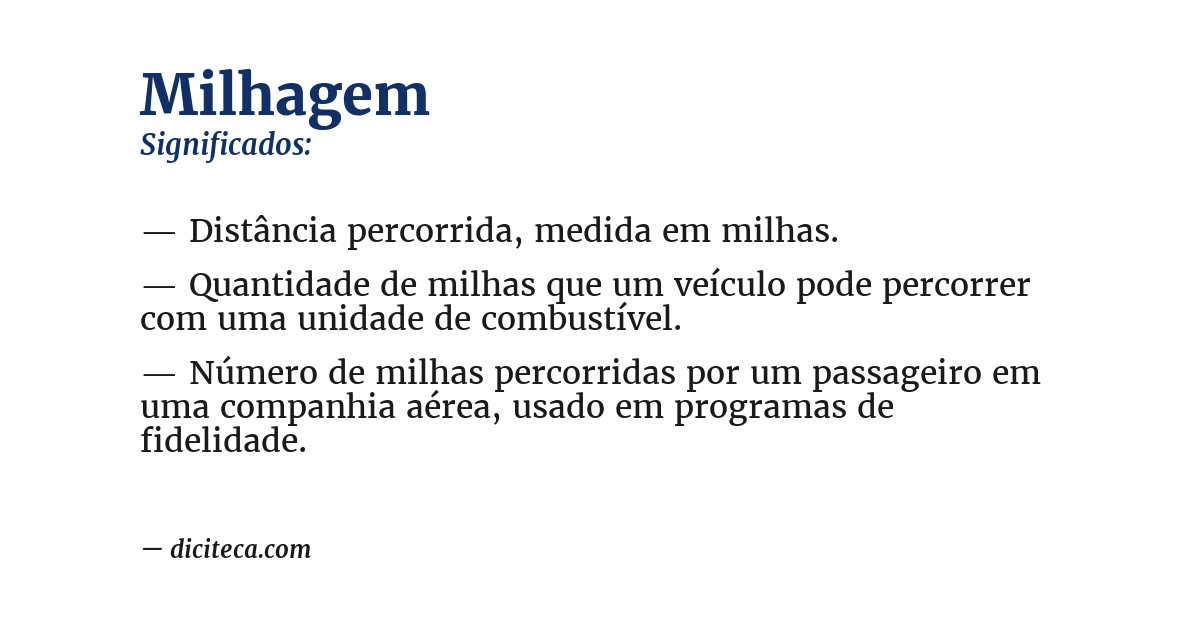 Significado de milhagem