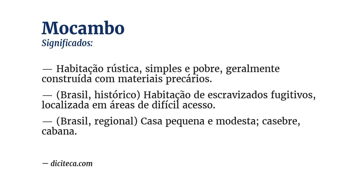 Significado de mocambo