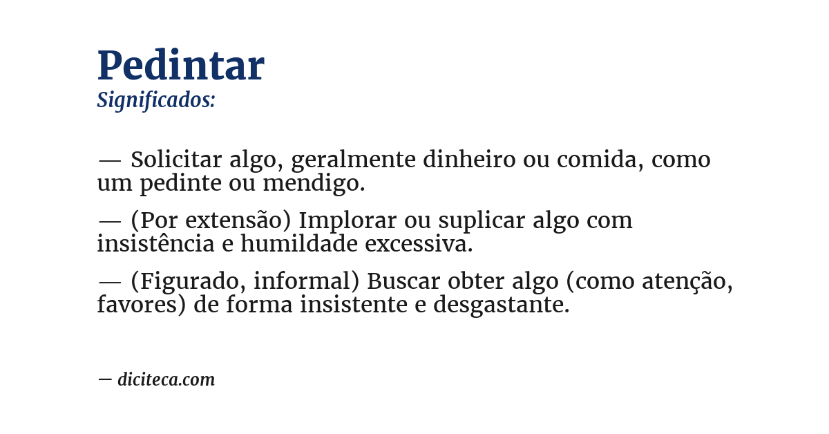 Significado de pedintar