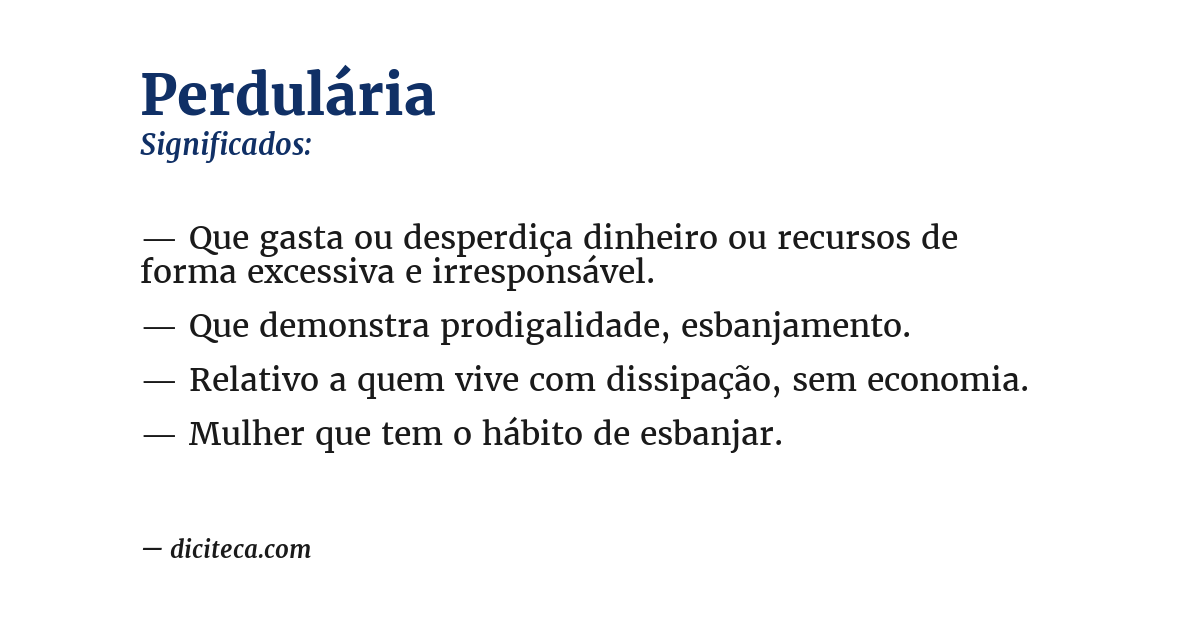 Significado de perdulária