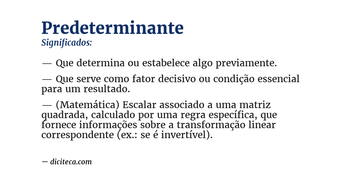 Significado de predeterminante