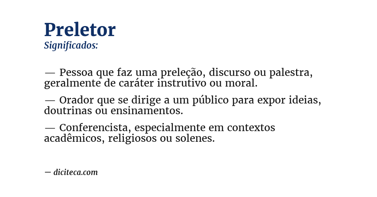 Significado de preletor