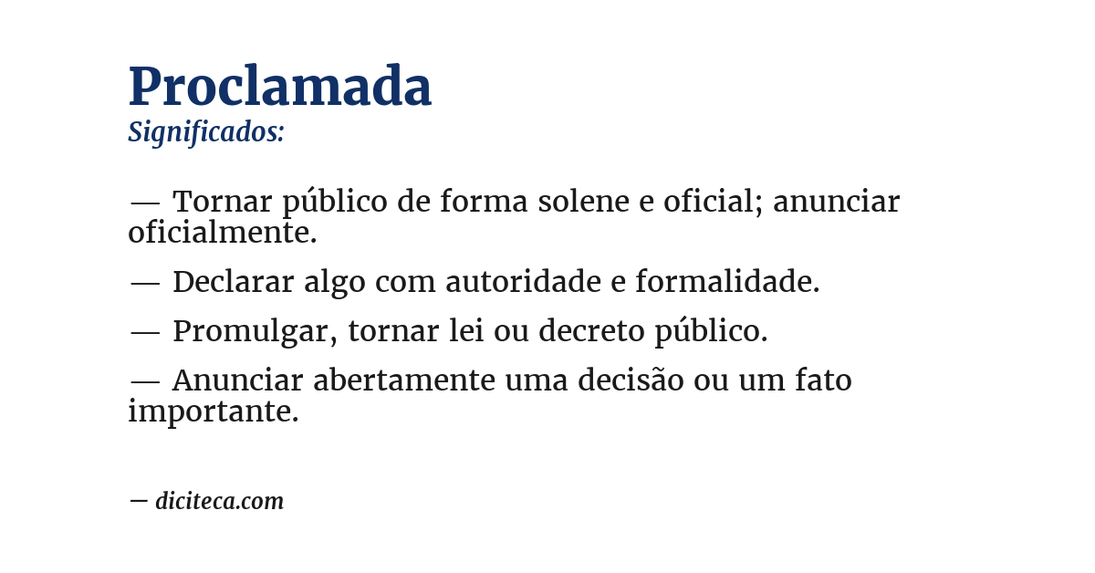 Significado de proclamada