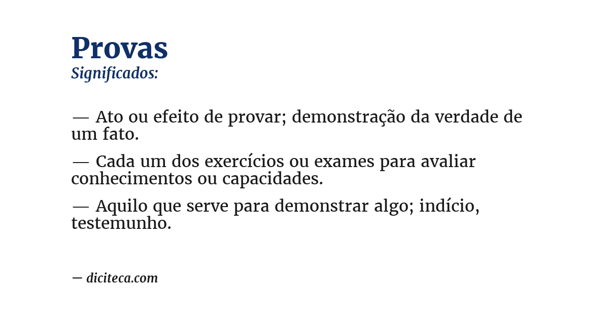 Significado de provas