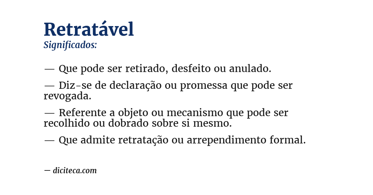 Significado de retratável
