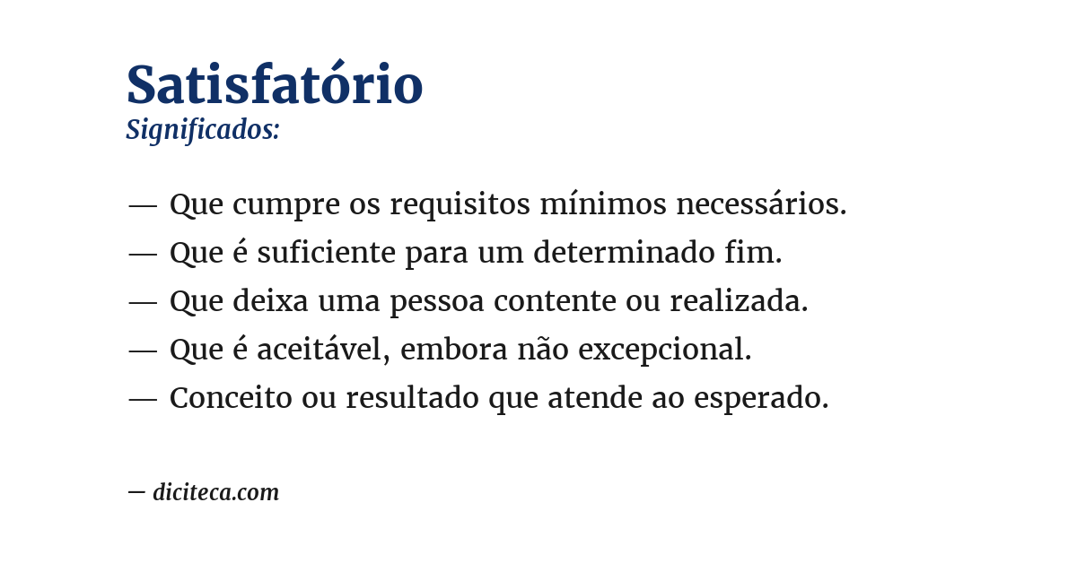 Significado de satisfatório