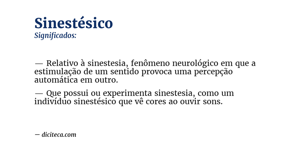 Significado de sinestésico