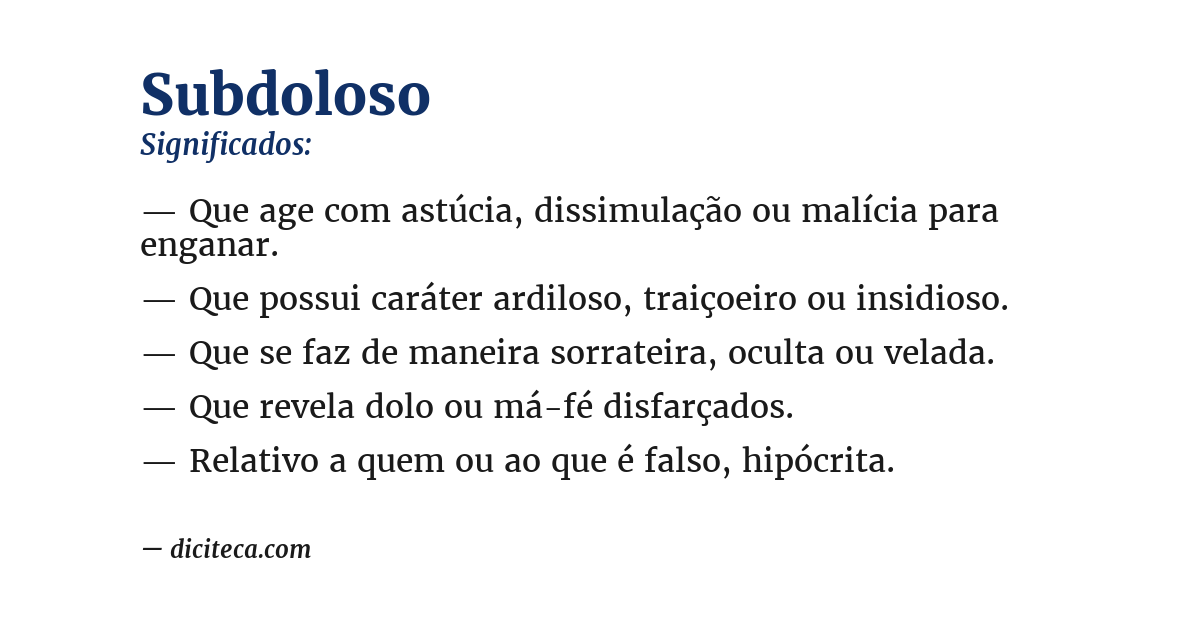 Significado de subdoloso