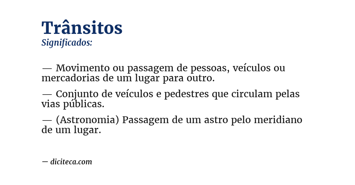 Significado de trânsitos