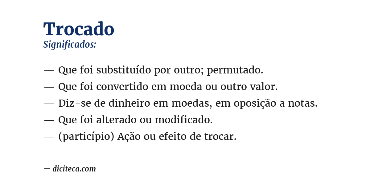 Significado de trocado