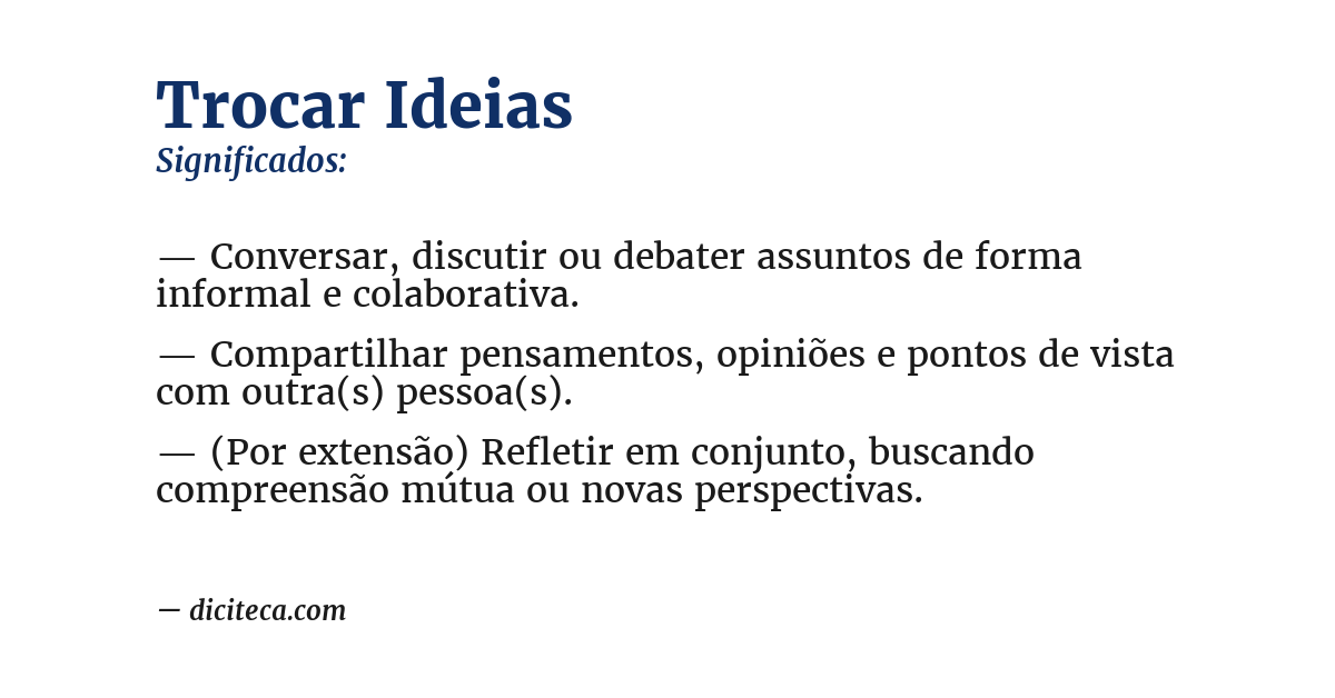 Significado de trocar ideias