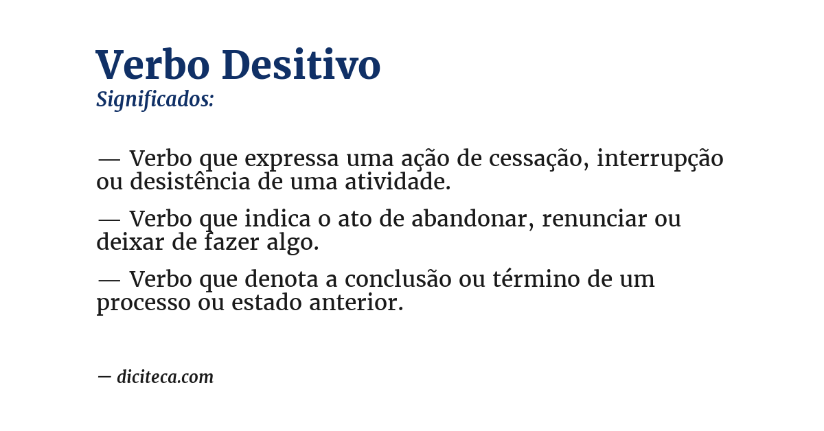 Significado de verbo desitivo