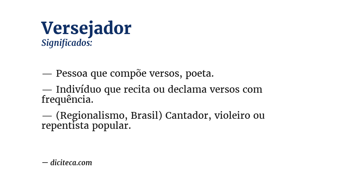 Significado de versejador