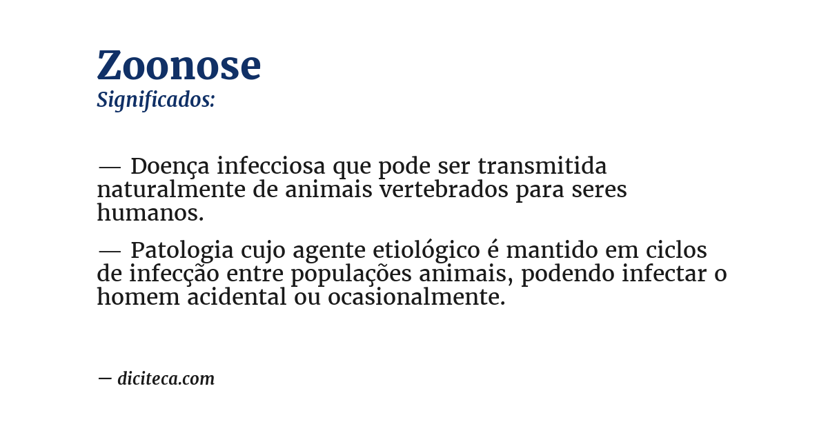 Significado de zoonose