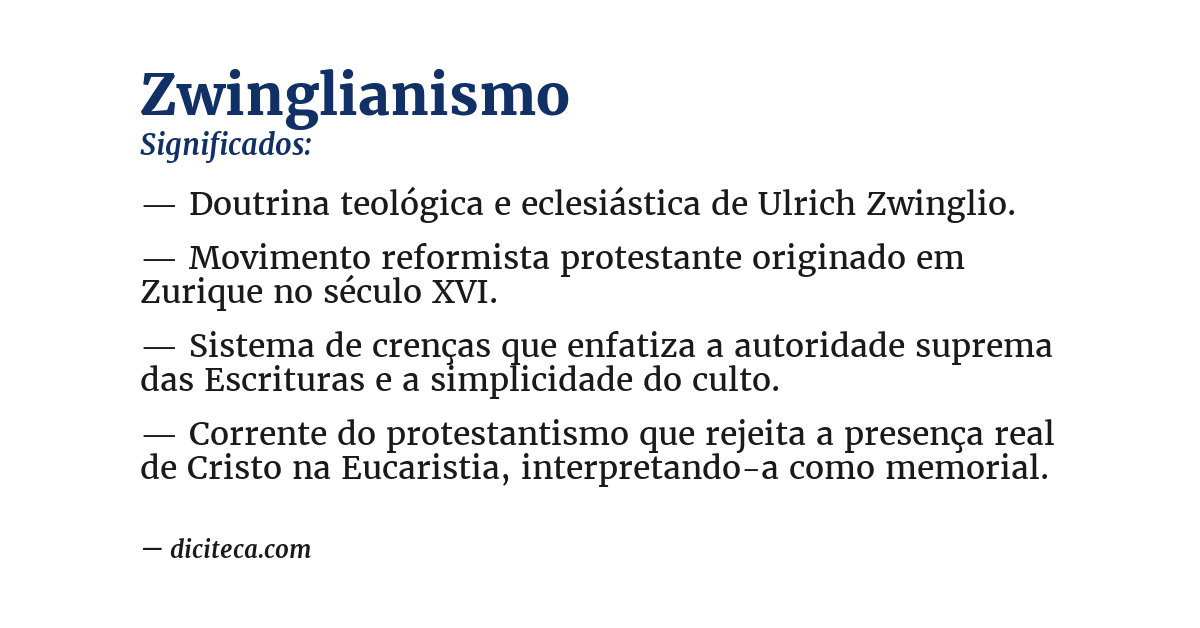 Significado de zwinglianismo