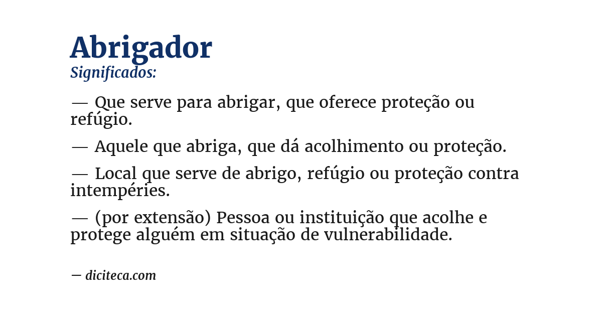 Significado de abrigador