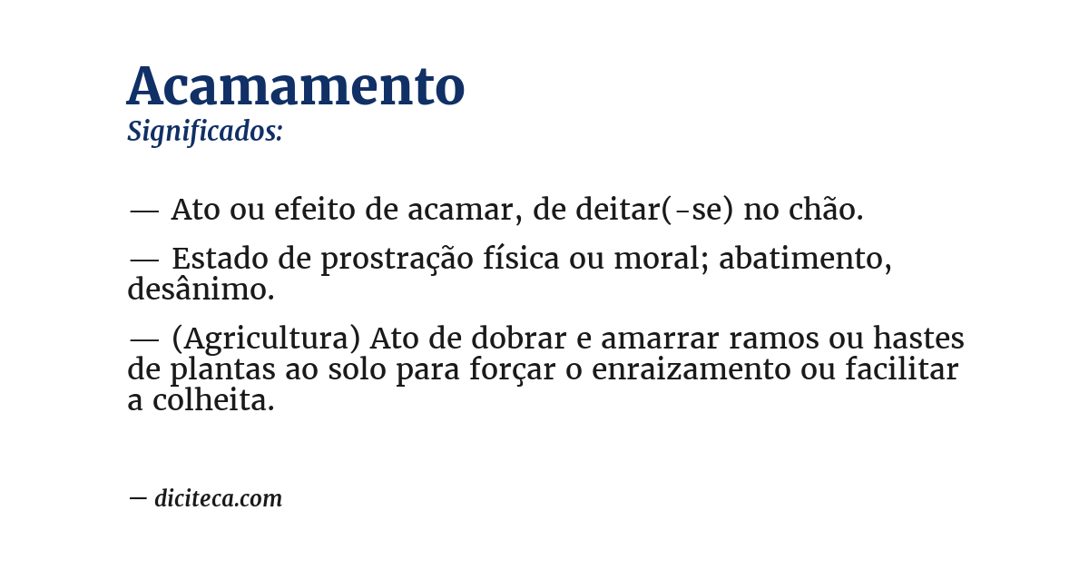 Significado de acamamento
