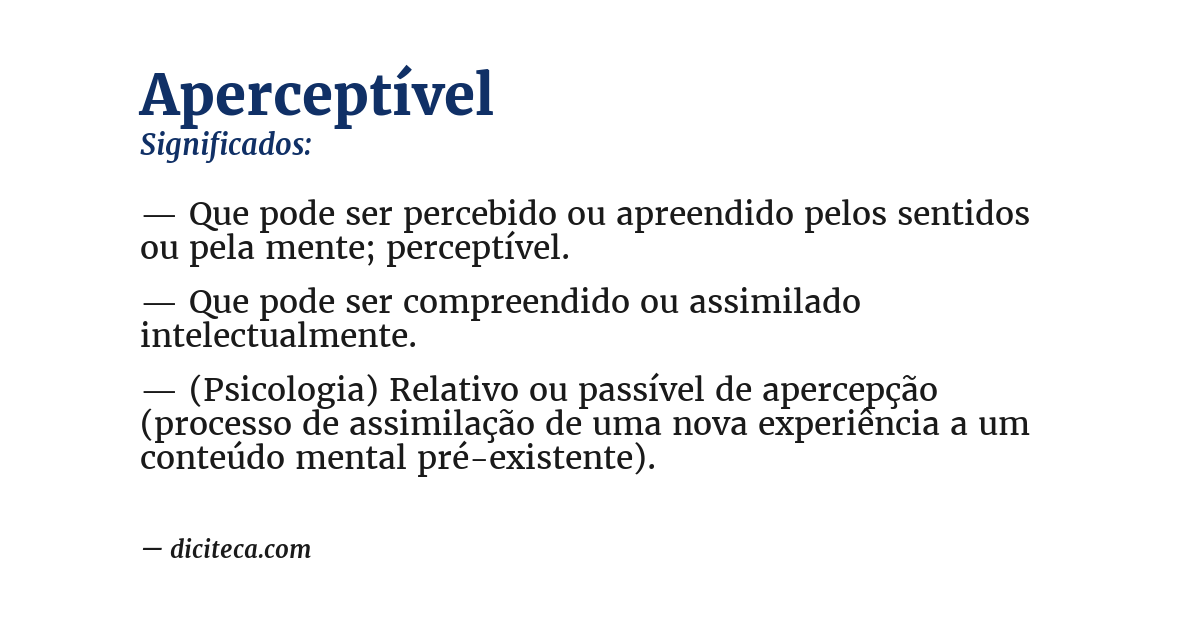 Significado de aperceptível