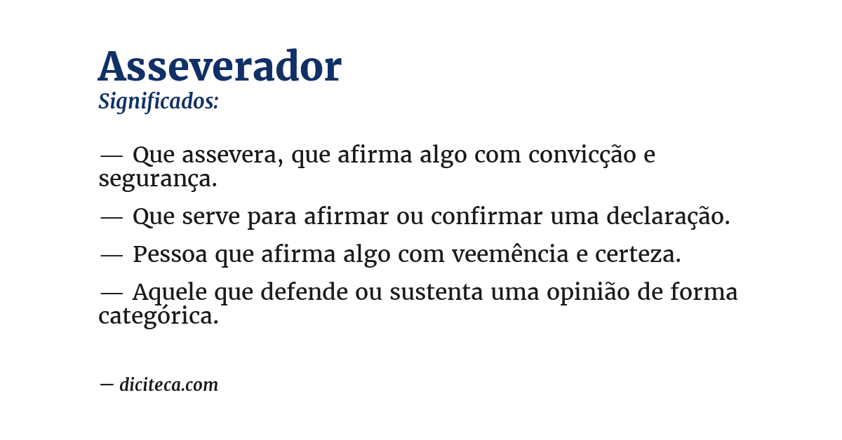 Significado de asseverador