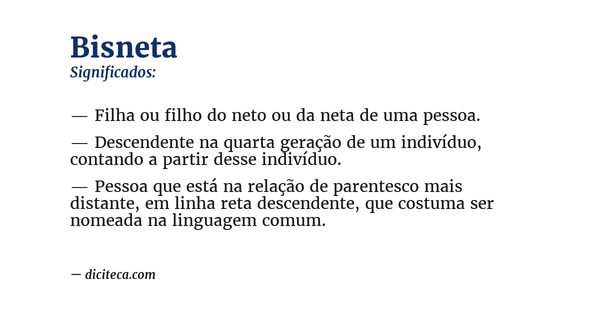 Significado de bisneta