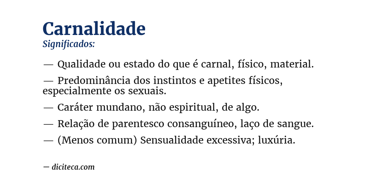 Significado de carnalidade