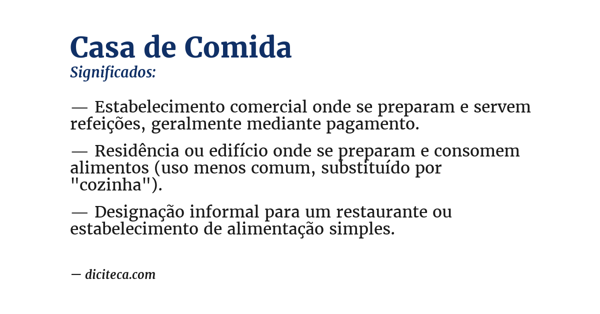 Significado de casa de comida