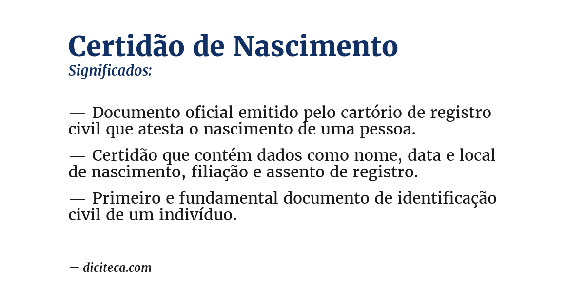 Significado de certidão de nascimento