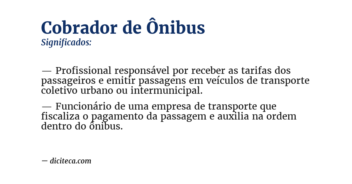 Significado de cobrador de ônibus