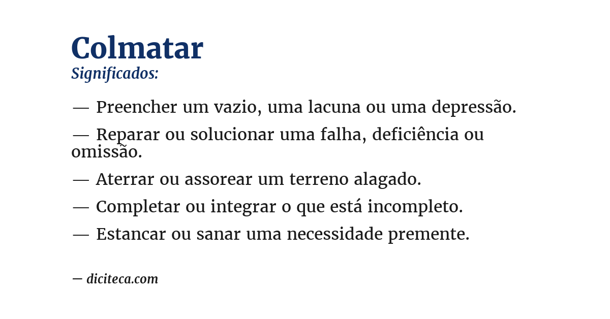 Significado de colmatar