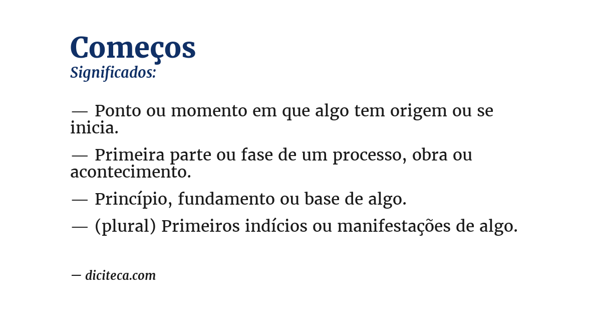 Significado de começos
