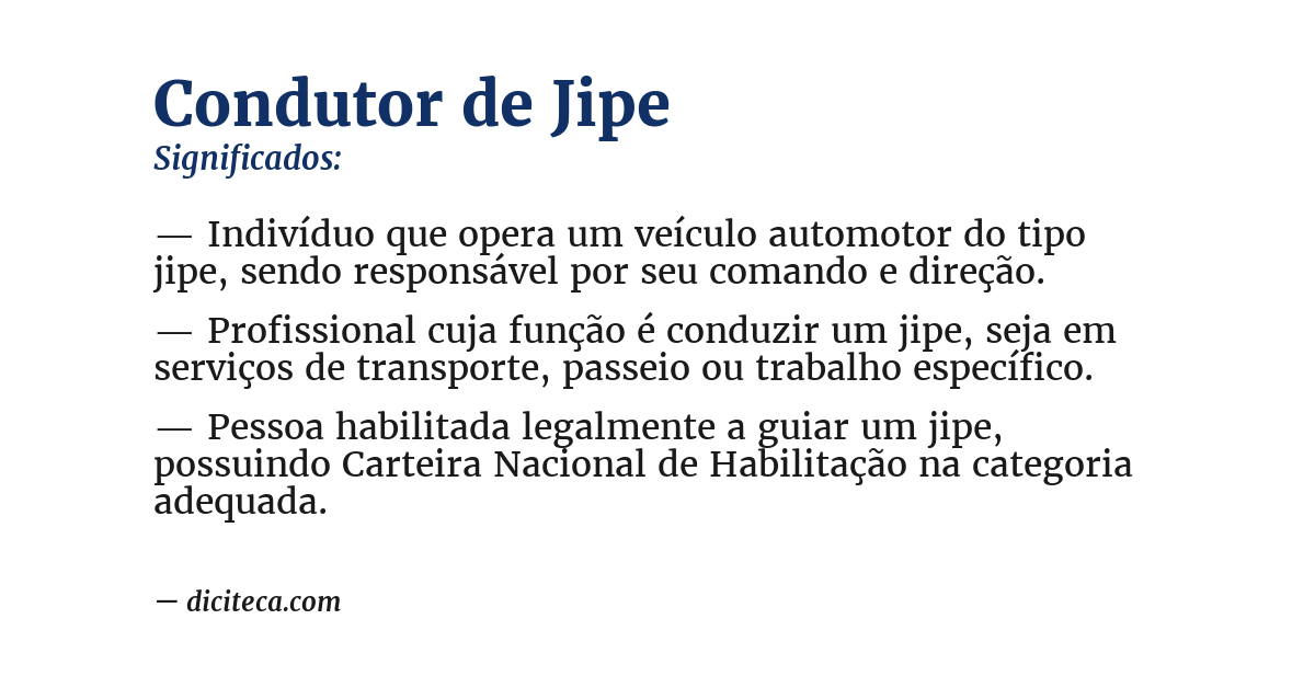 Significado de condutor de jipe