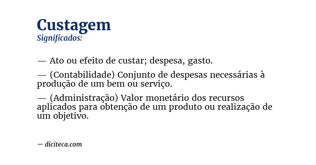 Significado de custagem