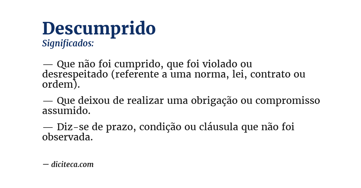 Significado de descumprido