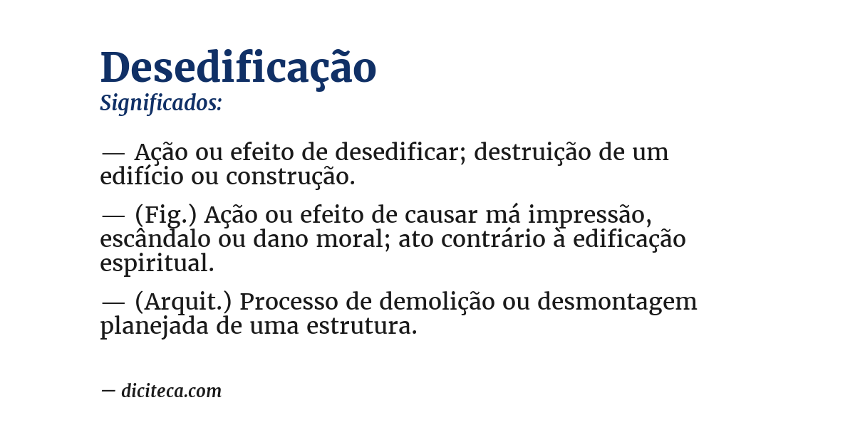 Significado de desedificação