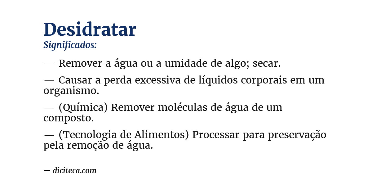 Significado de desidratar