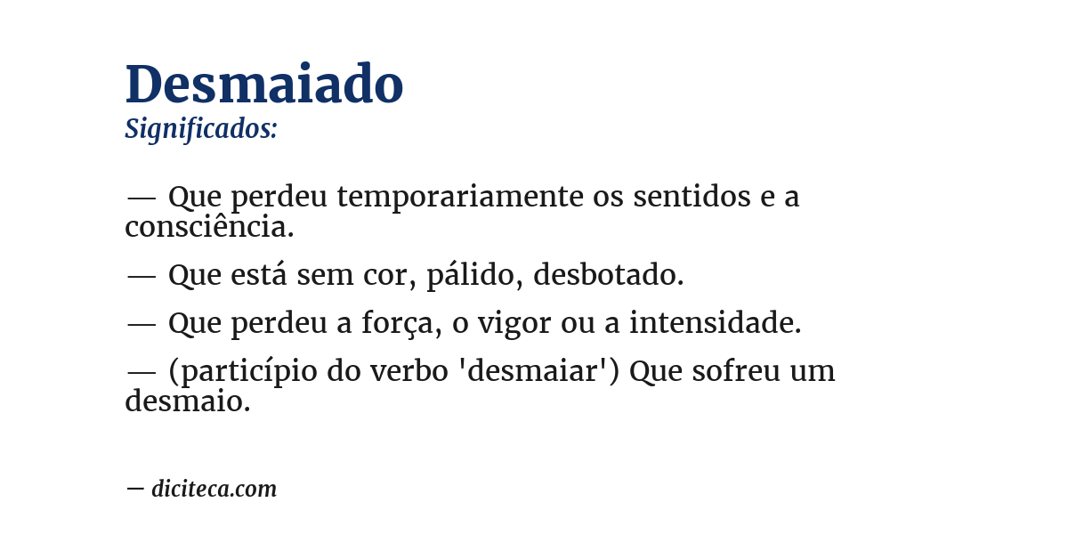 Significado de desmaiado