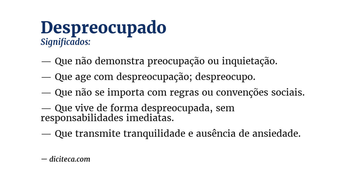 Significado de despreocupado