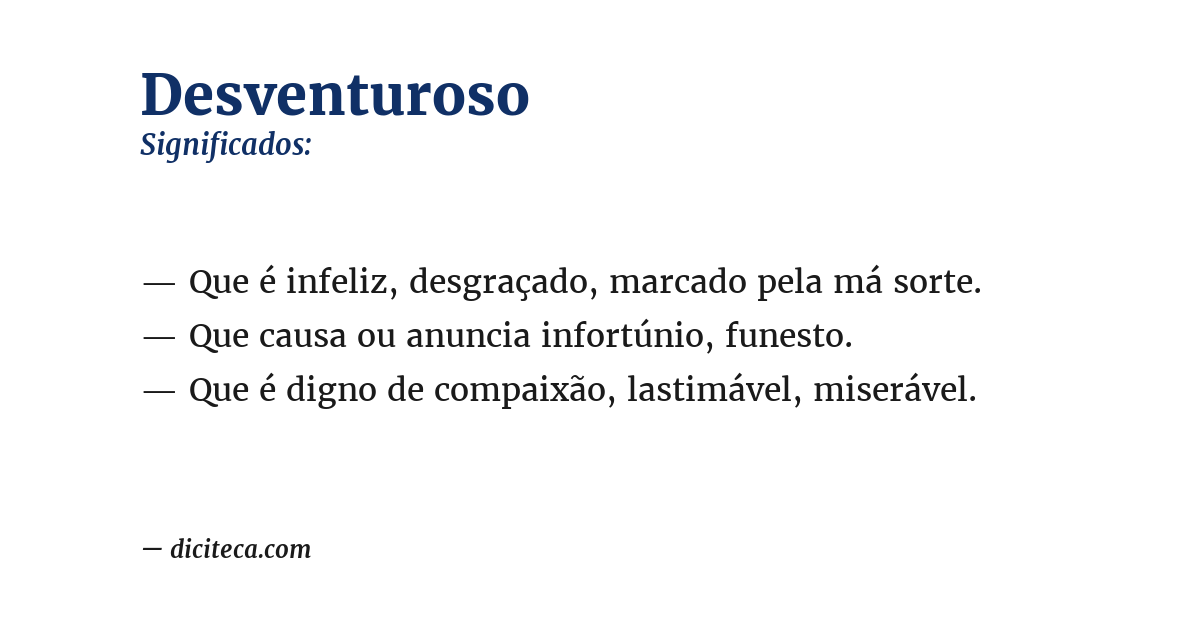 Significado de desventuroso