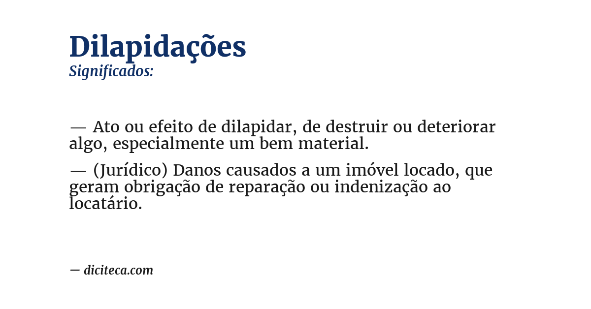 Significado de dilapidações