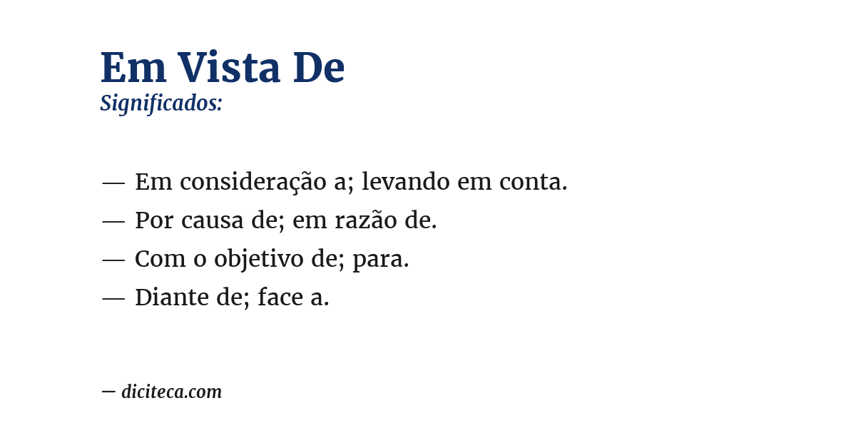 Significado de em vista de