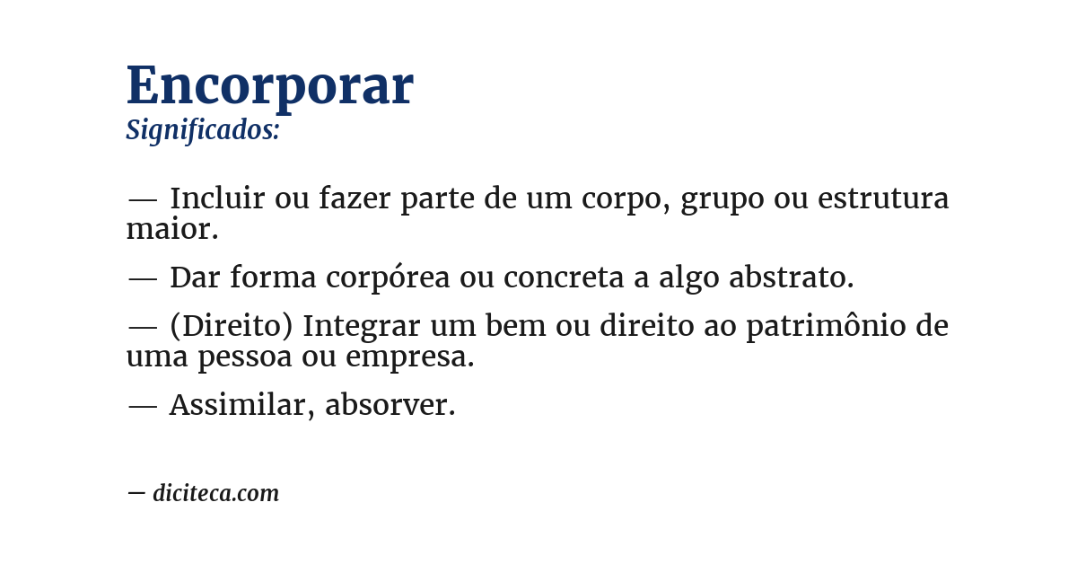 Significado de encorporar